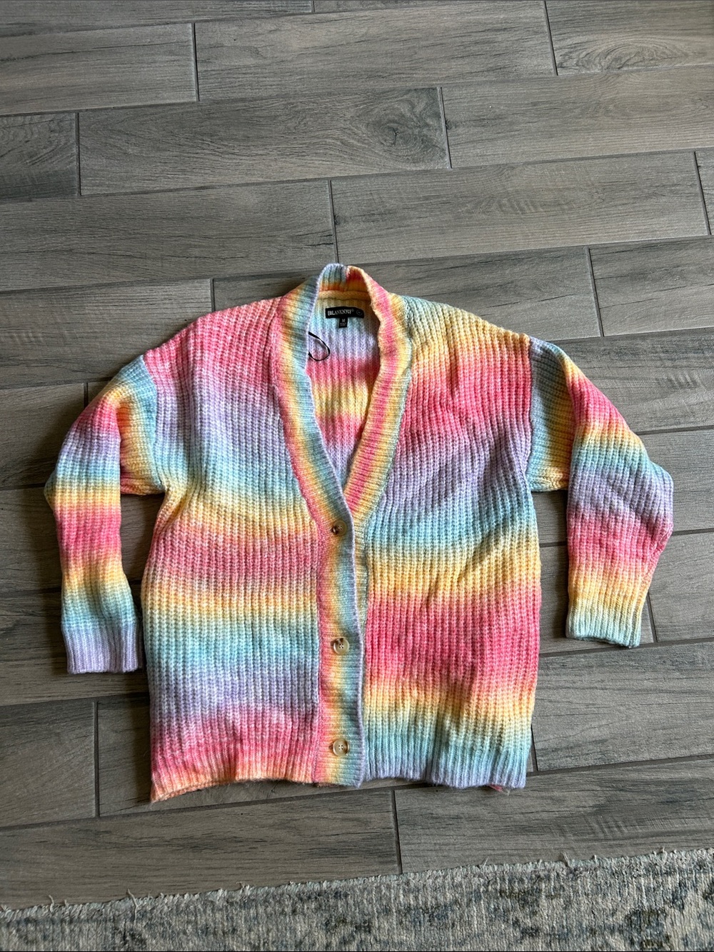 Blank NYC Pastel Rainbow Tie-Dye Cardigan Sweater